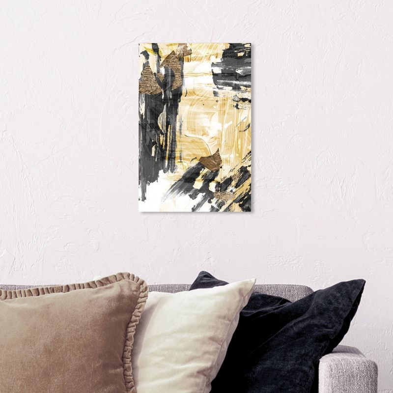 15" x 10" Dias De Amarillo Abstract Unframed Canvas Wall Art in Black - Oliver Gal