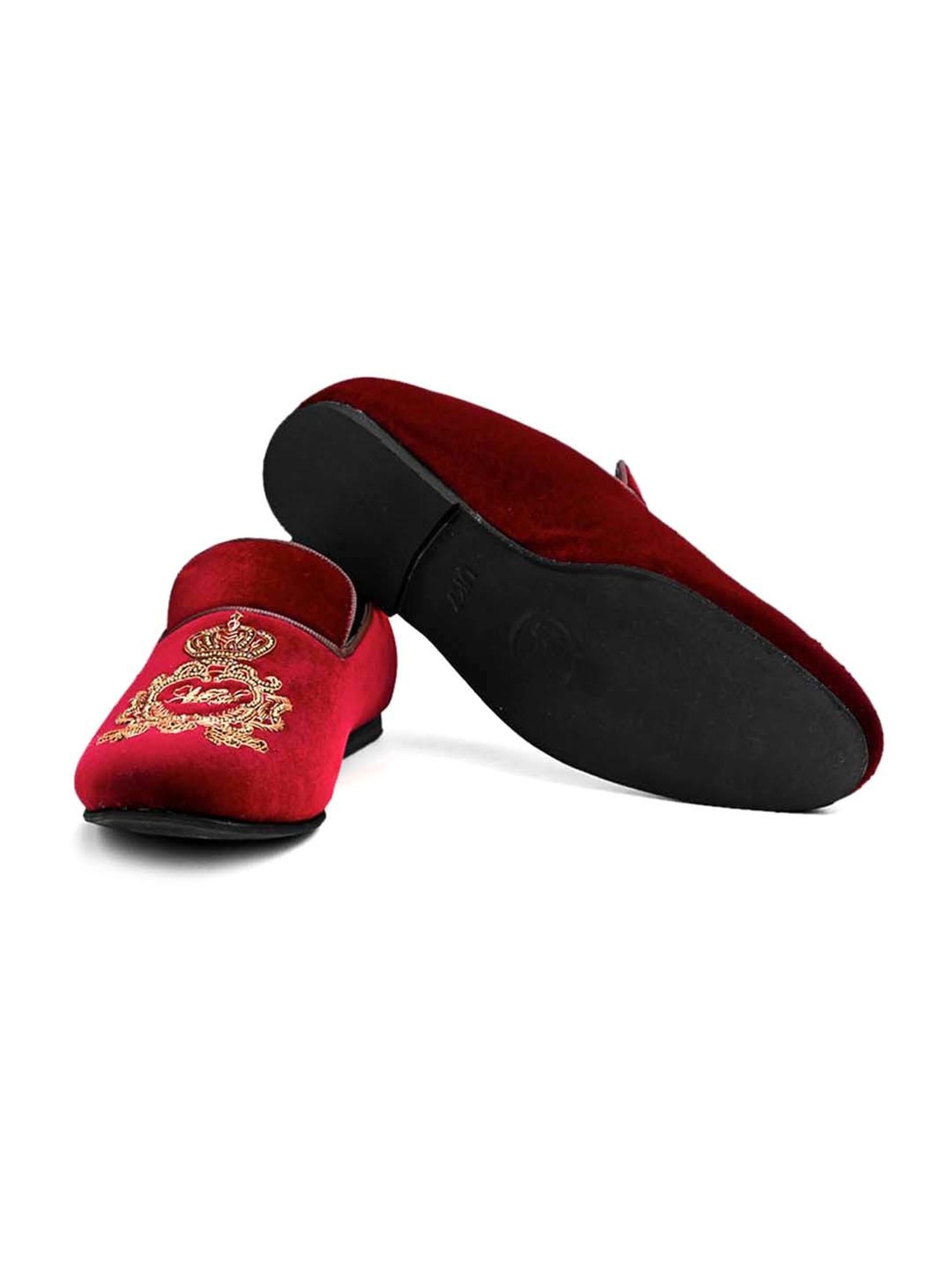 Monkstory Men's Opulenza Maroon Ethnic Mojris