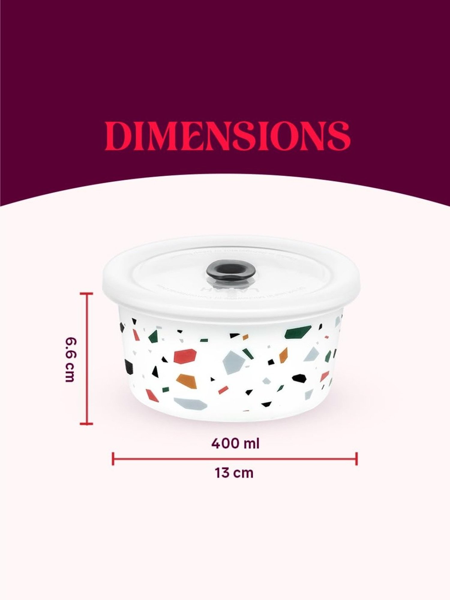 Larah by Borosil Multicolor Opalware Storage Container with Air Tight Lid - Set of 2