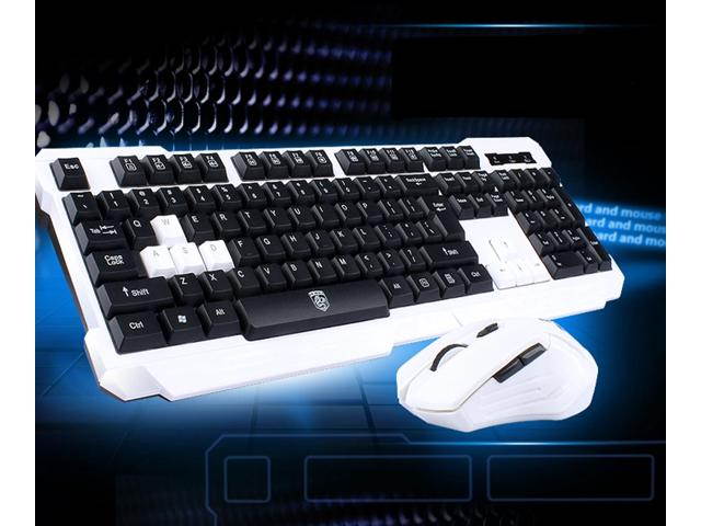 Black & White Multimedia Gaming Keyboard & Mouse With USB RF 2.4GHz Wireless HTPC, Anti-Ghosting Feature, Water-Proof Design, Mute Effect and Mechanical Feel Design, Fully Compatible