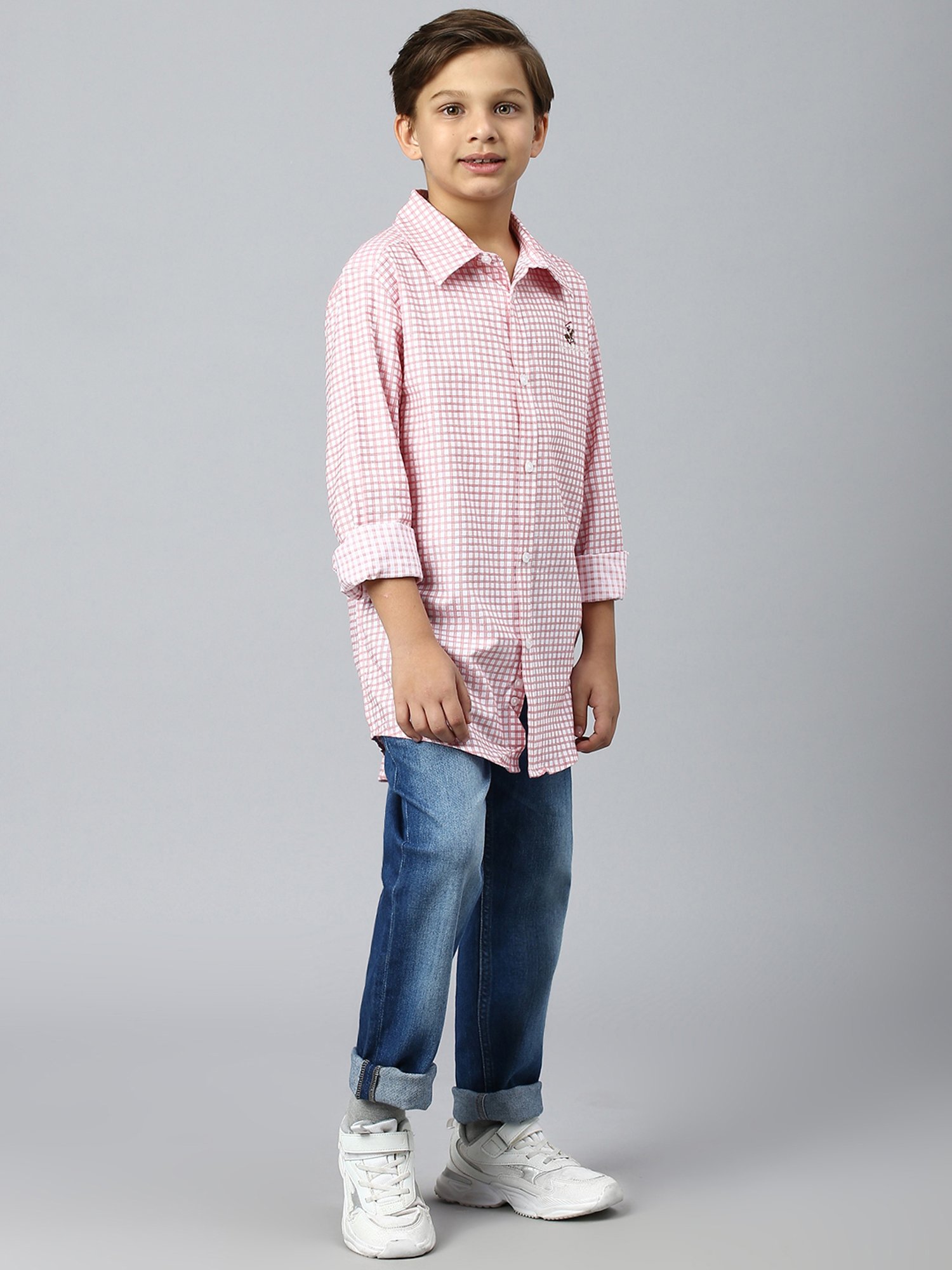Beverly Hills Polo Club Kids Pink Checks Full Sleeves Shirt