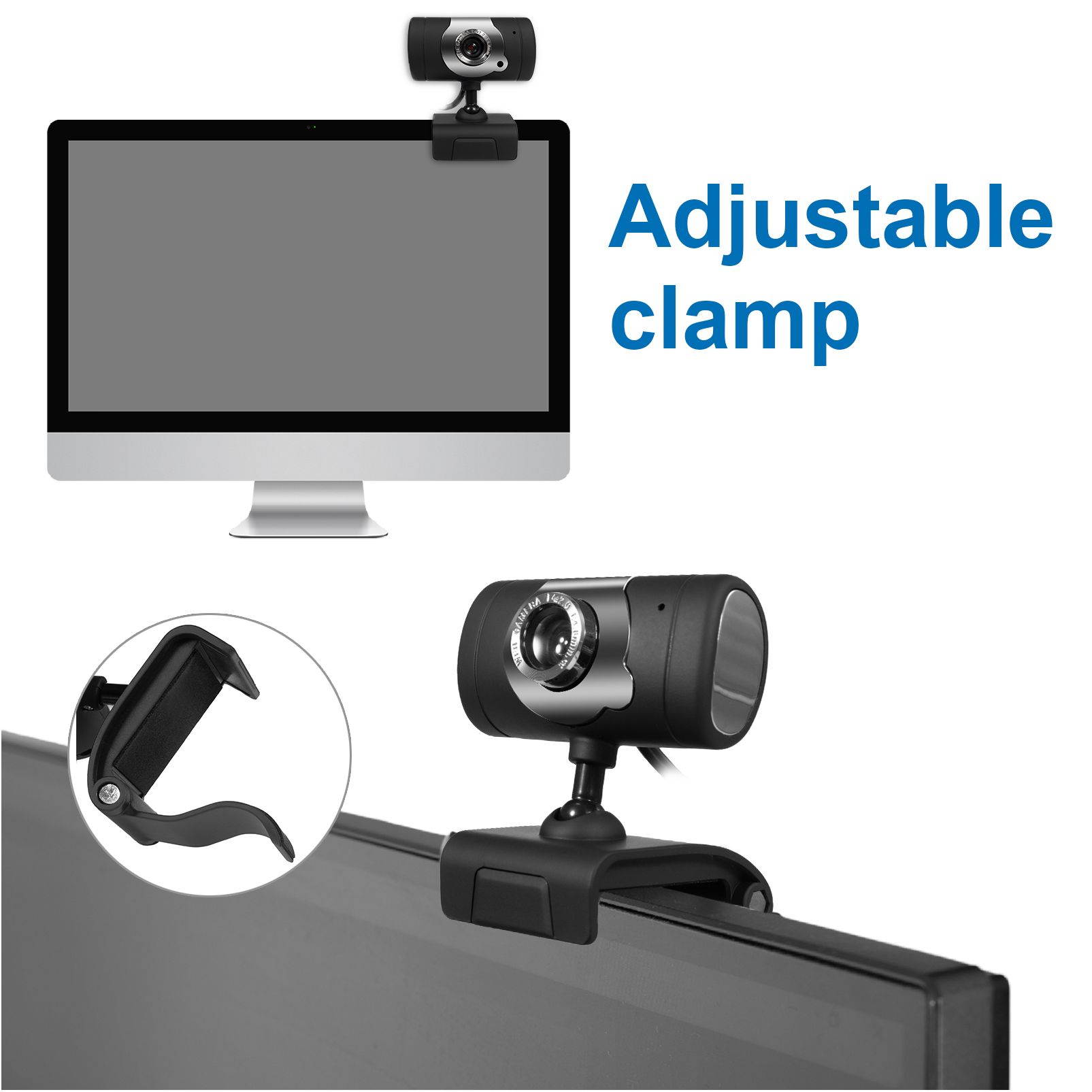USB Web Camera, HD Webcam with Microphone for PC Computers Laptops, USB Clip-On Web Cam 360 Degree Rotatable for Notebook Laptop