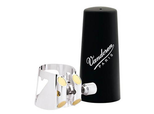vandoren lc01p optimum ligature and plastic cap for bb clarinet silver plated with 3 interchangeable pressure plates