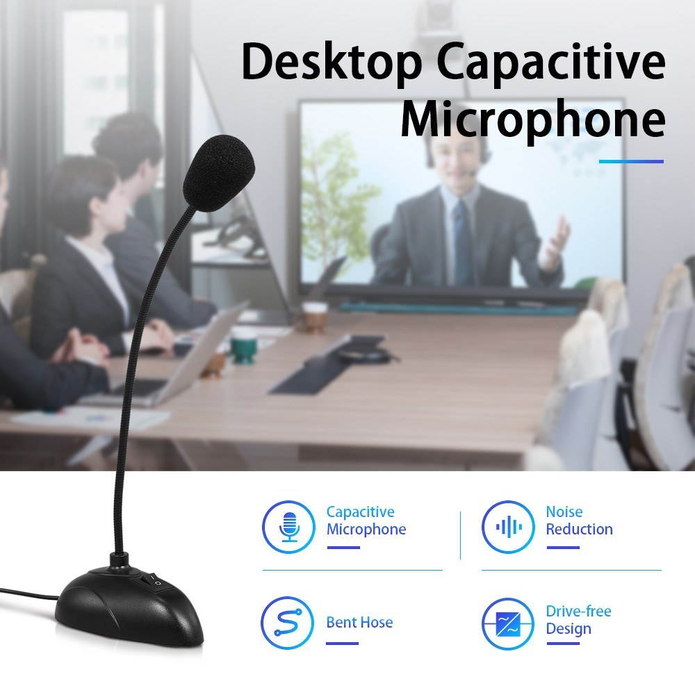 Computer Microphone Desktop Capacitive Microphone Wired Microphone 3.5mm Interface for Lecture Conference Voice Chat