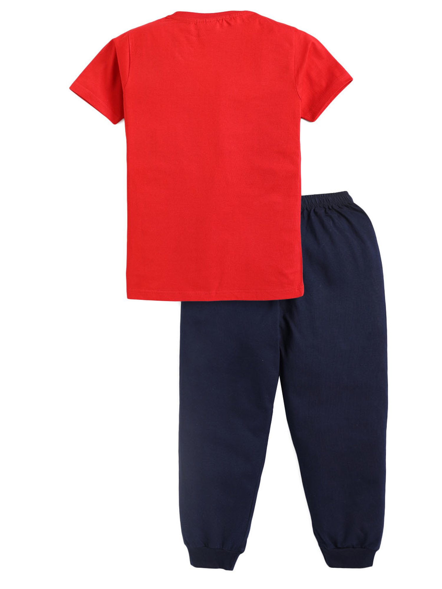 Todd N Teen Kids Red & Navy Printed T-Shirt with Joggers