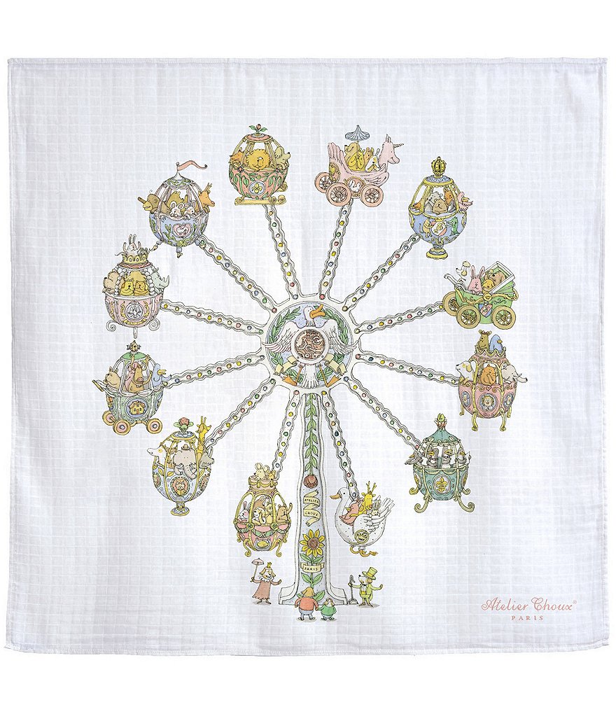 Atelier Choux Paris Baby Organic Cotton Ferris Wheel Swaddle Blanket