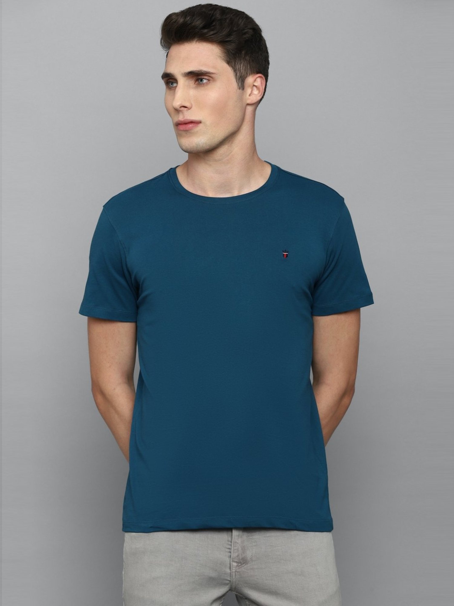 Louis Philippe Jeans Blue Cotton Slim Fit T-Shirt