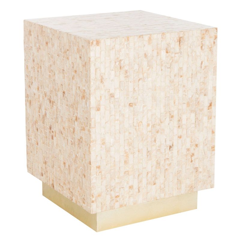 Juno Rect Mosaic Side Table Beige/Gold - Safavieh