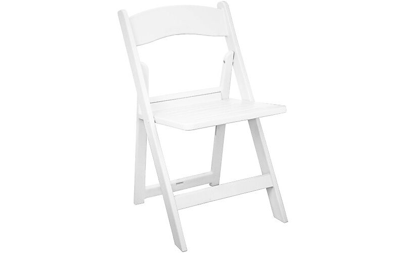 Advantage White Resin Folding Chairs With Slatted Seat RFWCA-100-SLAT