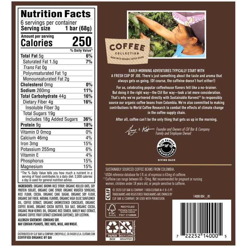 CLIF Bar Coffee Collection Dark Chocolate Mocha - 6ct