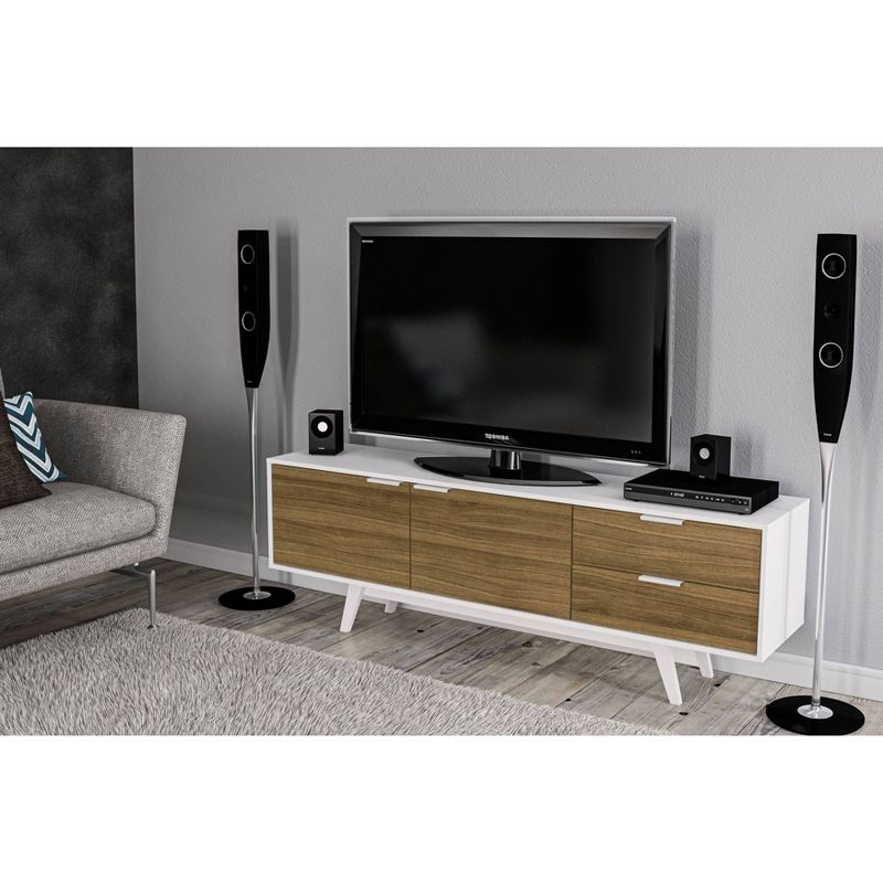 70" Fairfield Tv Stand White and Walnut - Chique