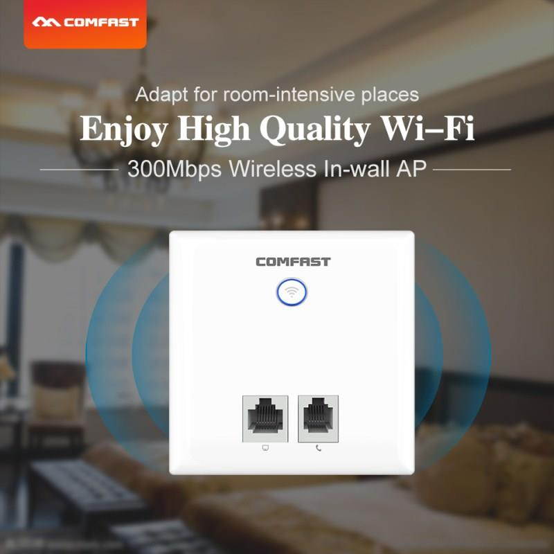 Built-in in-Wall Point for RJ45+2*RJ11 antennas AP Socket Access Wireless WiFi Hotel with 300Mbps 2*2dBi indoor port
