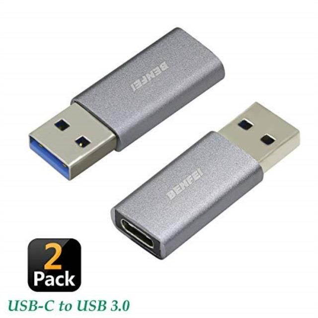 usb 3.0 to usb c adapter, benfei 2 pack usbc female to usb 3.0 male adapter, works with usbc charge cable,laptops and wall chargers with usb a interface