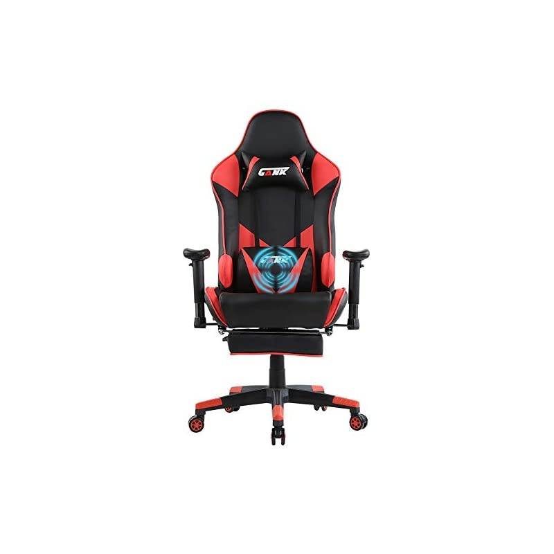 Gaming Chairs High Back Computer Chair of Professional Racing Style Comfortable Gamer Chair with Footrest and Massage Backrest and Lumbar Pillows (Red)