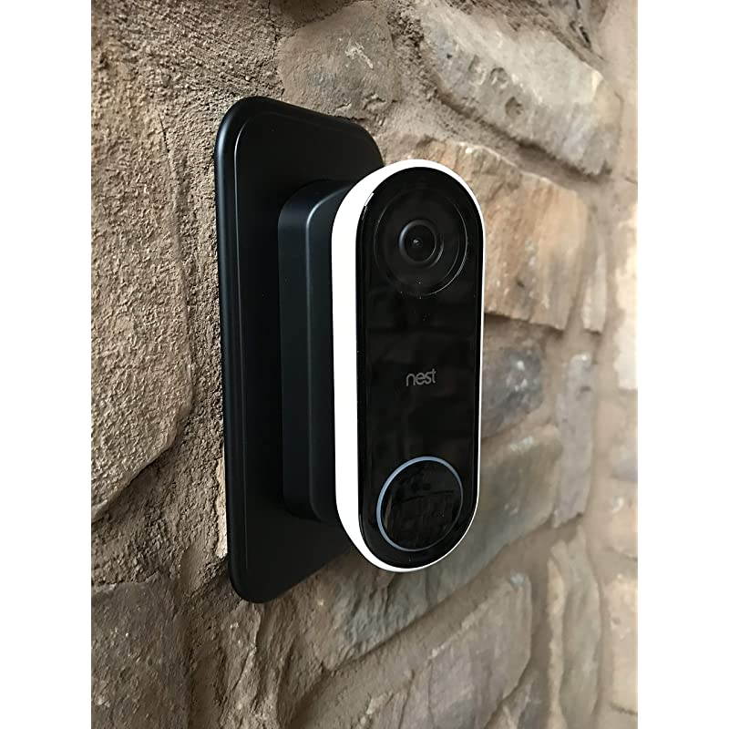 Wall Plate and 30 Degree Angled Mount Combo for Nest Hello Black
