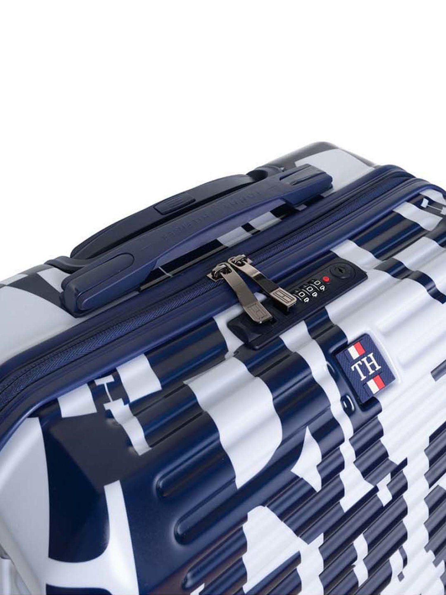 Tommy Hilfiger Navy & White Colorado Spring Hard Case Printed Large Checked Luggage