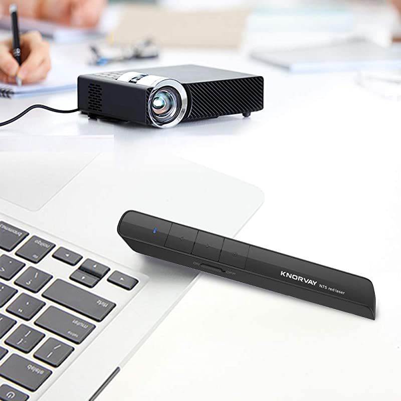 Rechargeable  N75RBK Wireless Presenter Rechargeable with 300 ft Long Control Distance Hyperlink USB Powerpoint Remote Presentation Clicker Laser Pointer Rechargeable 24GHz BBlack