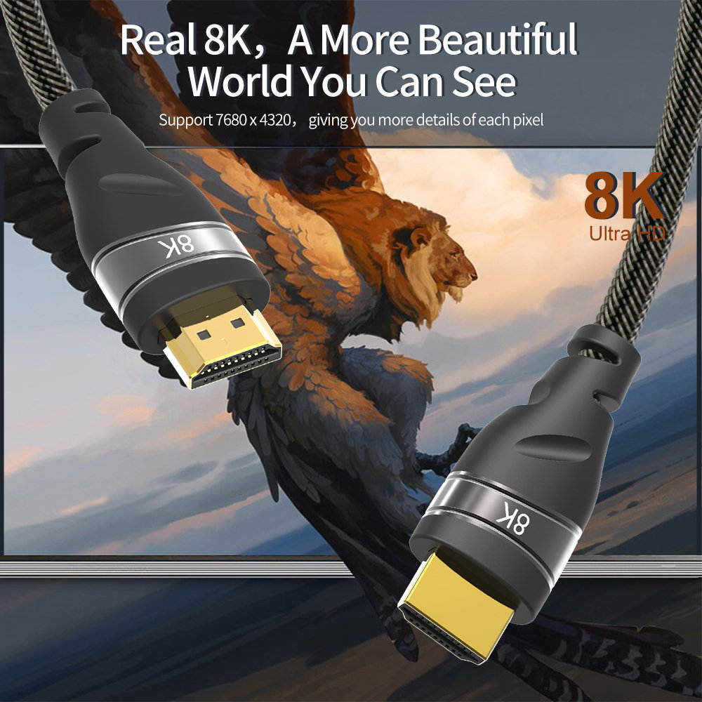 CableDeconn 8K HDMI Copper Cord Real UHD HDR 8K 48Gbps,8K@60Hz 4K@120Hz Support HDCP 3D HDMI Cable for PS4 SetTop Box HDTVs Projectors 5m 16.5ft.