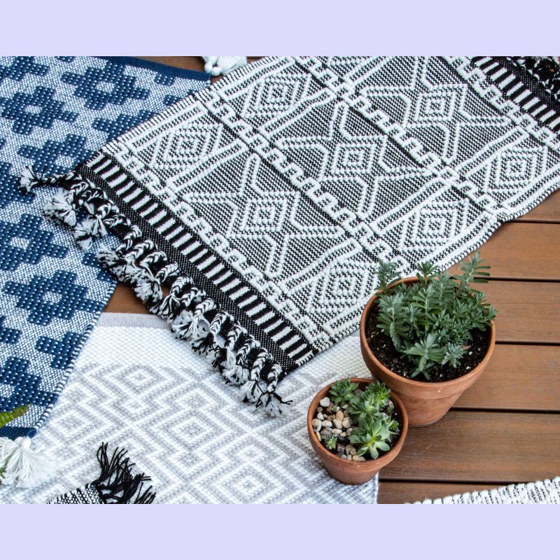 2'x3' Rectangle Hand Made Outdoor Woven Accent Rug Black - Foreside Home & Garden
