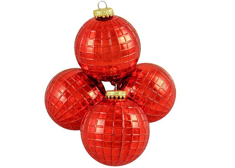 Barcana 4ct Shiny Shatterproof Christmas Disco Ball Ornament Set 2.75" - Red