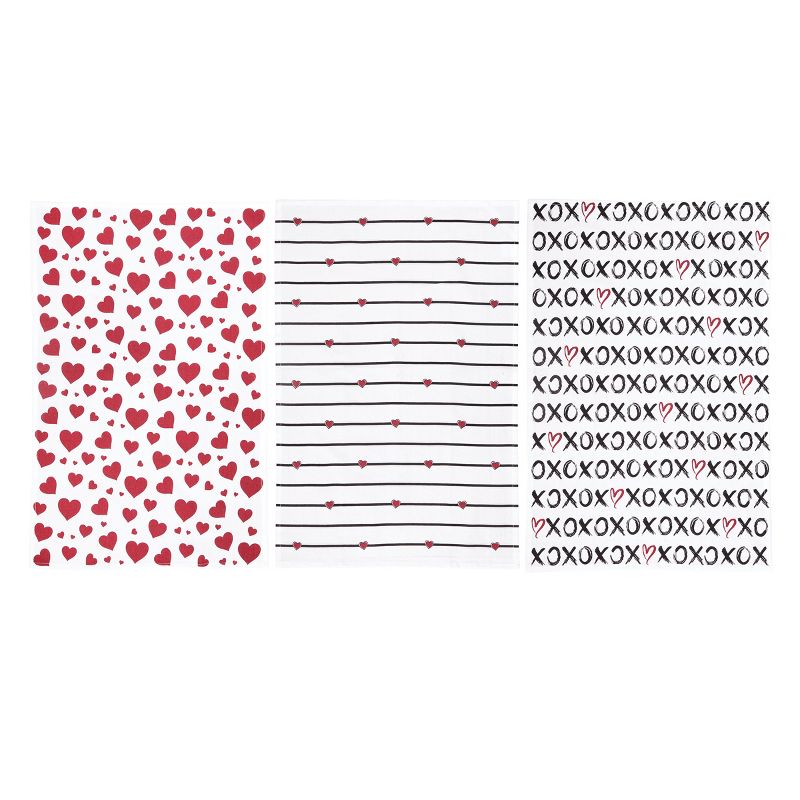 C&F Home Red Valentines Kitchen Flour Sack Dishtowel Set of 3