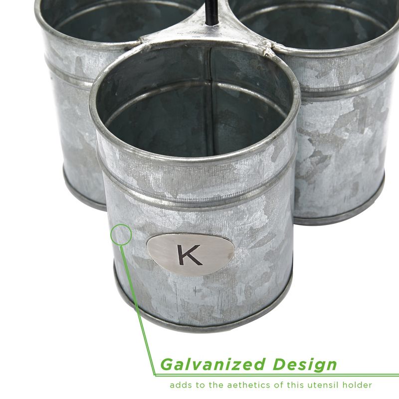 MIND READER Utensil Caddy [3 Round Compartments] (SILVER ROPE)