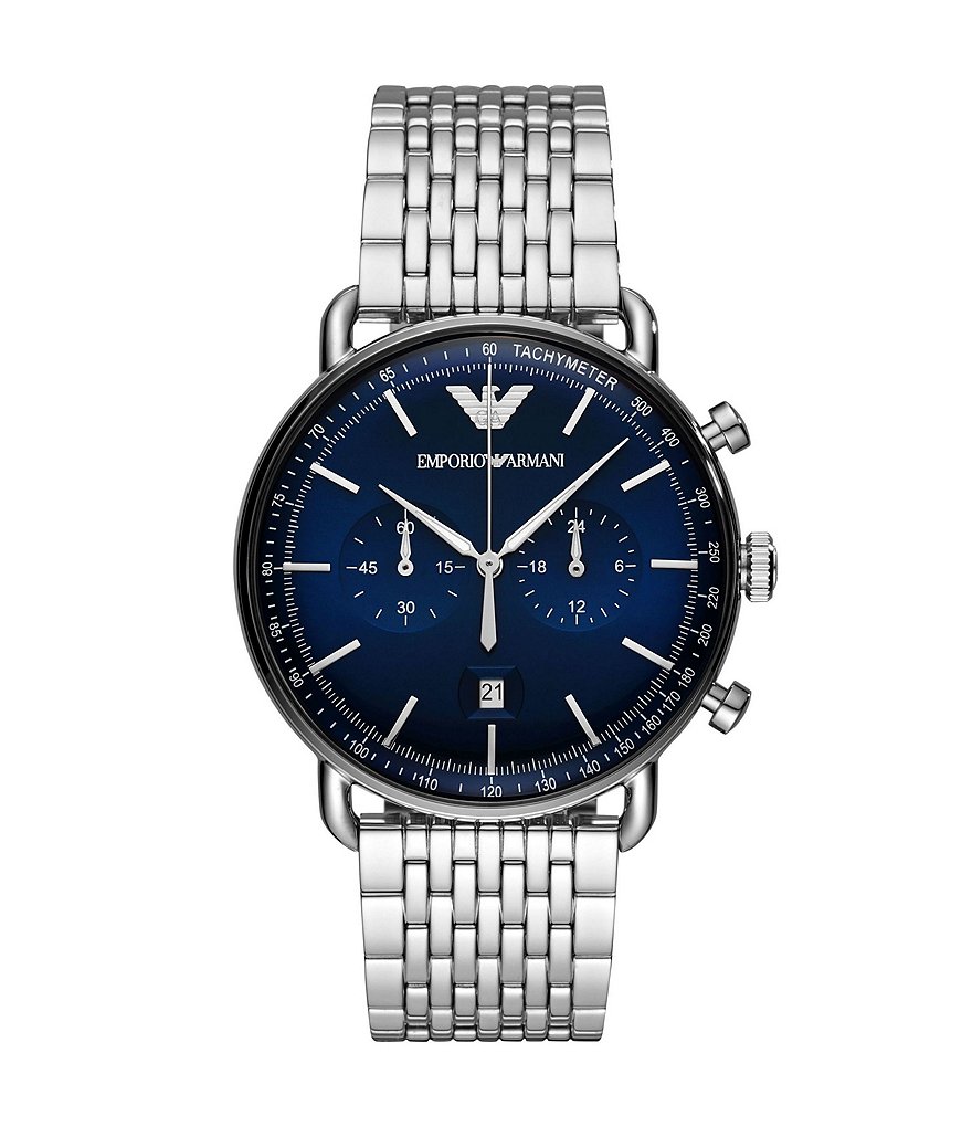 Emporio Armani Men's Blue Dial Quartz Chronograph Stainless Steel Watch