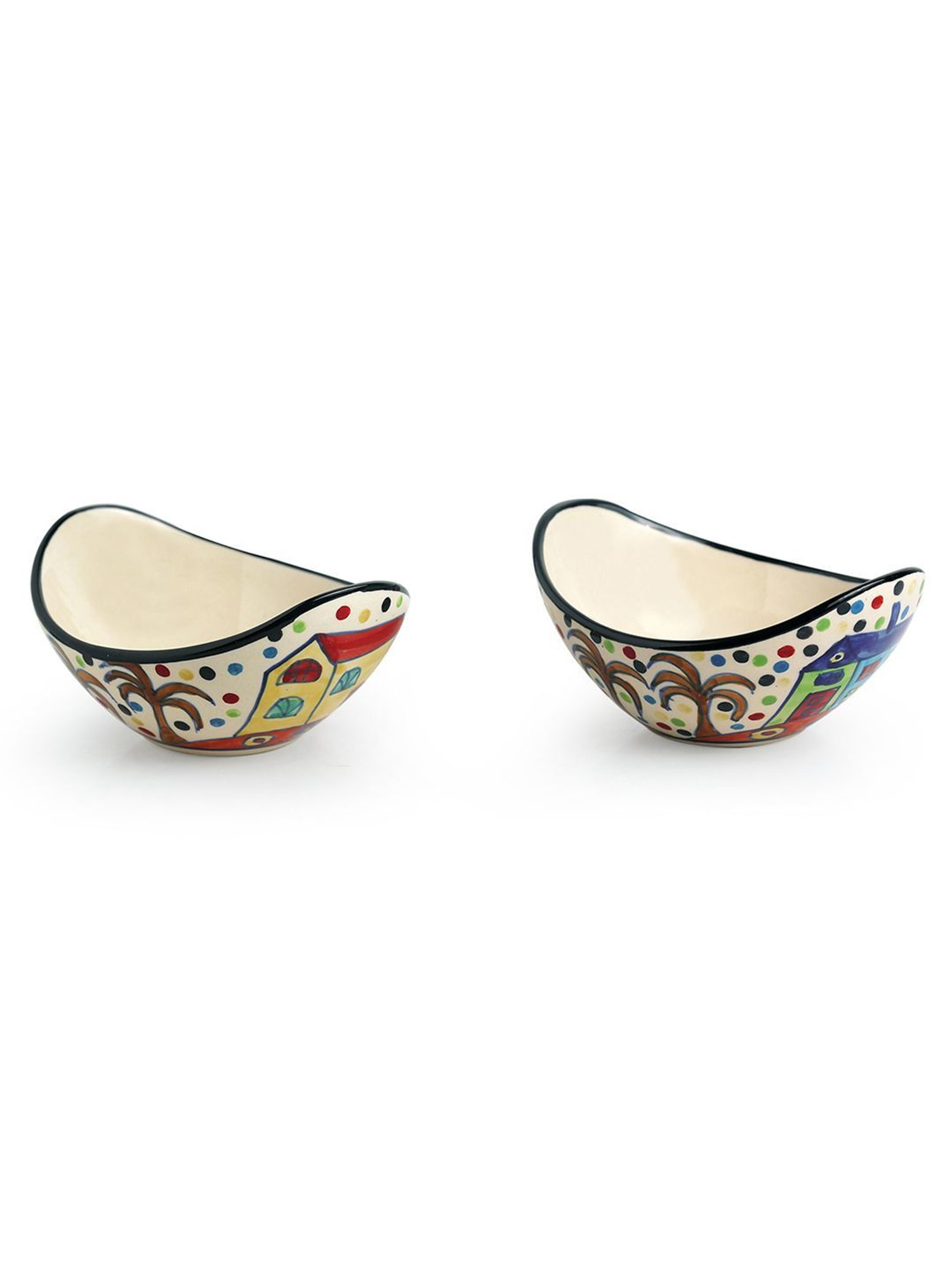 BlackCarrot Black & White Ceramic Dip Bowls Set of 2