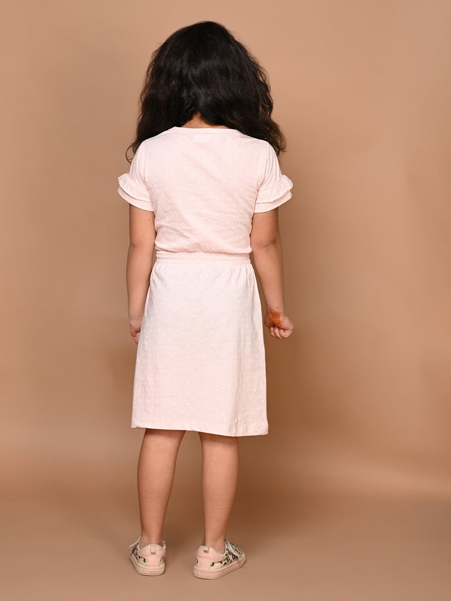 LilPicks Kids Light Pink Printed T-Shirt Dress