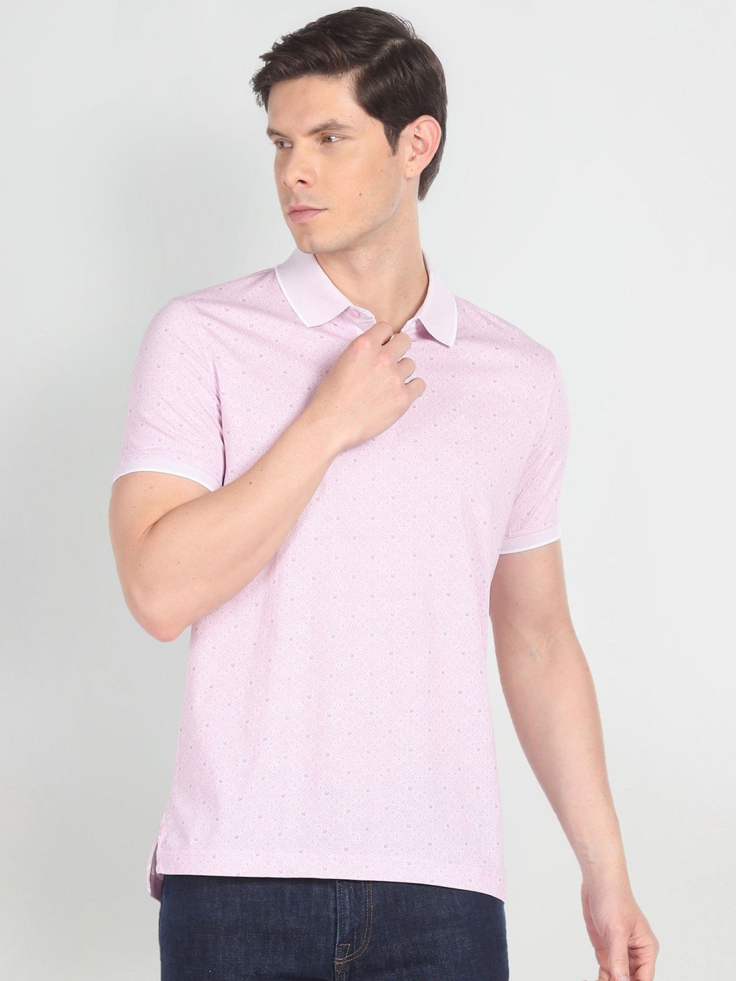 Arrow Purple Cotton Regular Fit Printed Polo T-Shirt