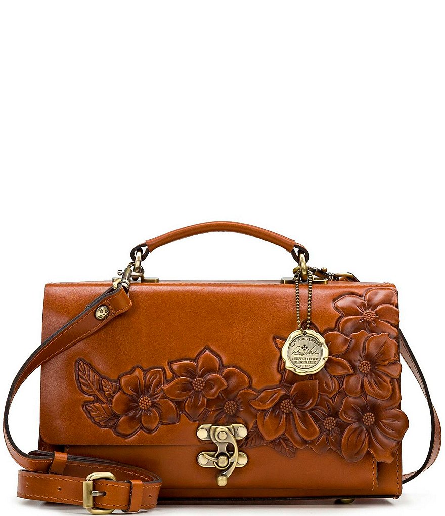 Patricia Nash Hand Cut Tan Collection Charonne Floral Satchel Bag