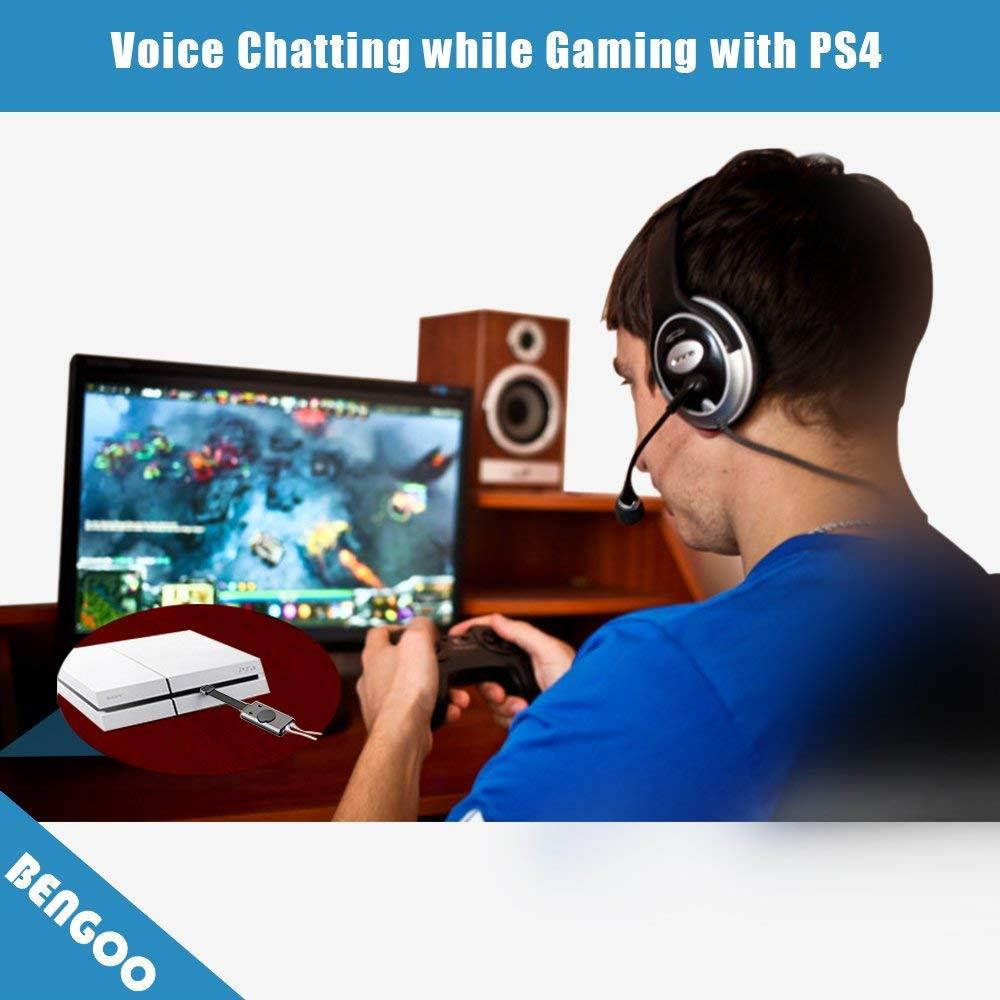 USB Sound Card Adapter BENGOO External Audio Adapter Stereo Sound Card Converter 3.5mm AUX Microphone Jack for Gaming Headset Earphone PS4 Laptop Desktop Windows Mac OS Linux, Plug Play