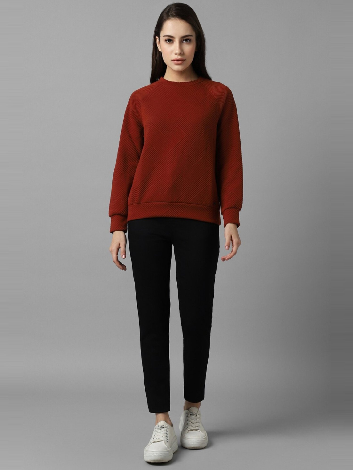 Allen Solly Maroon Self Pattern Sweatshirt