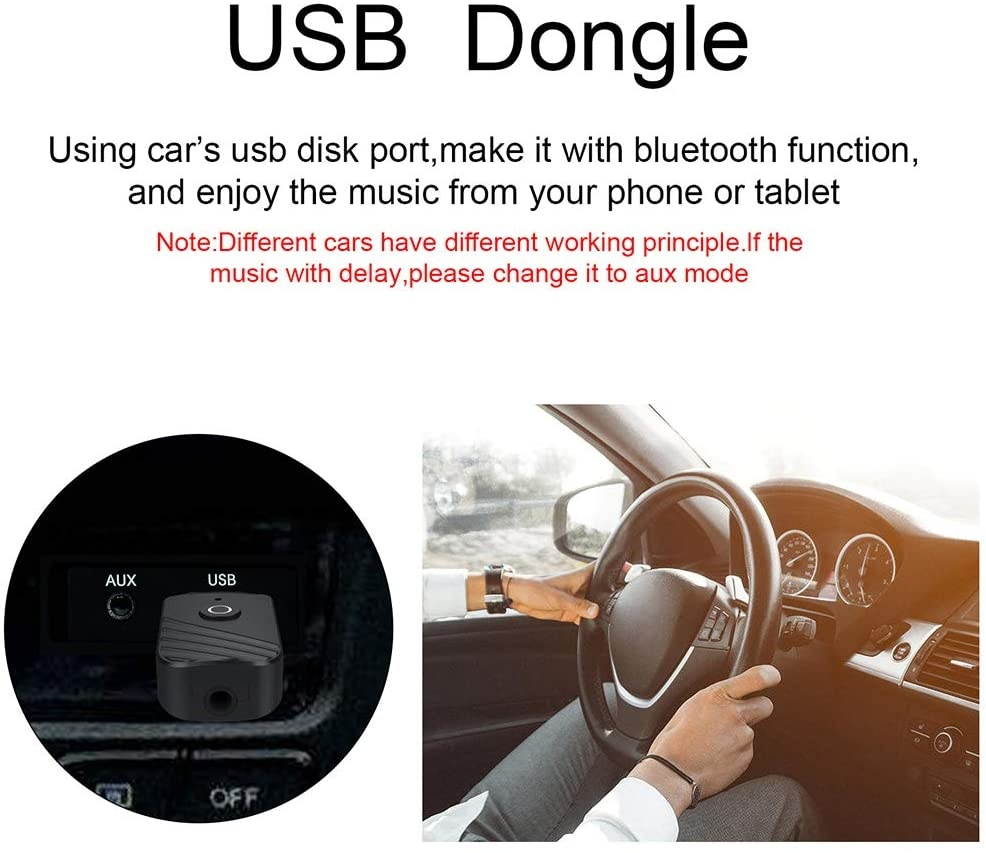 NINEFOX USB Bluetooth 5.0 Adapter Dongle3 in 1 USB Mini Transmitter Wireless Audio Receiver for PC Laptop Computer Desktop TV Car PC Headphones Stereo Music
