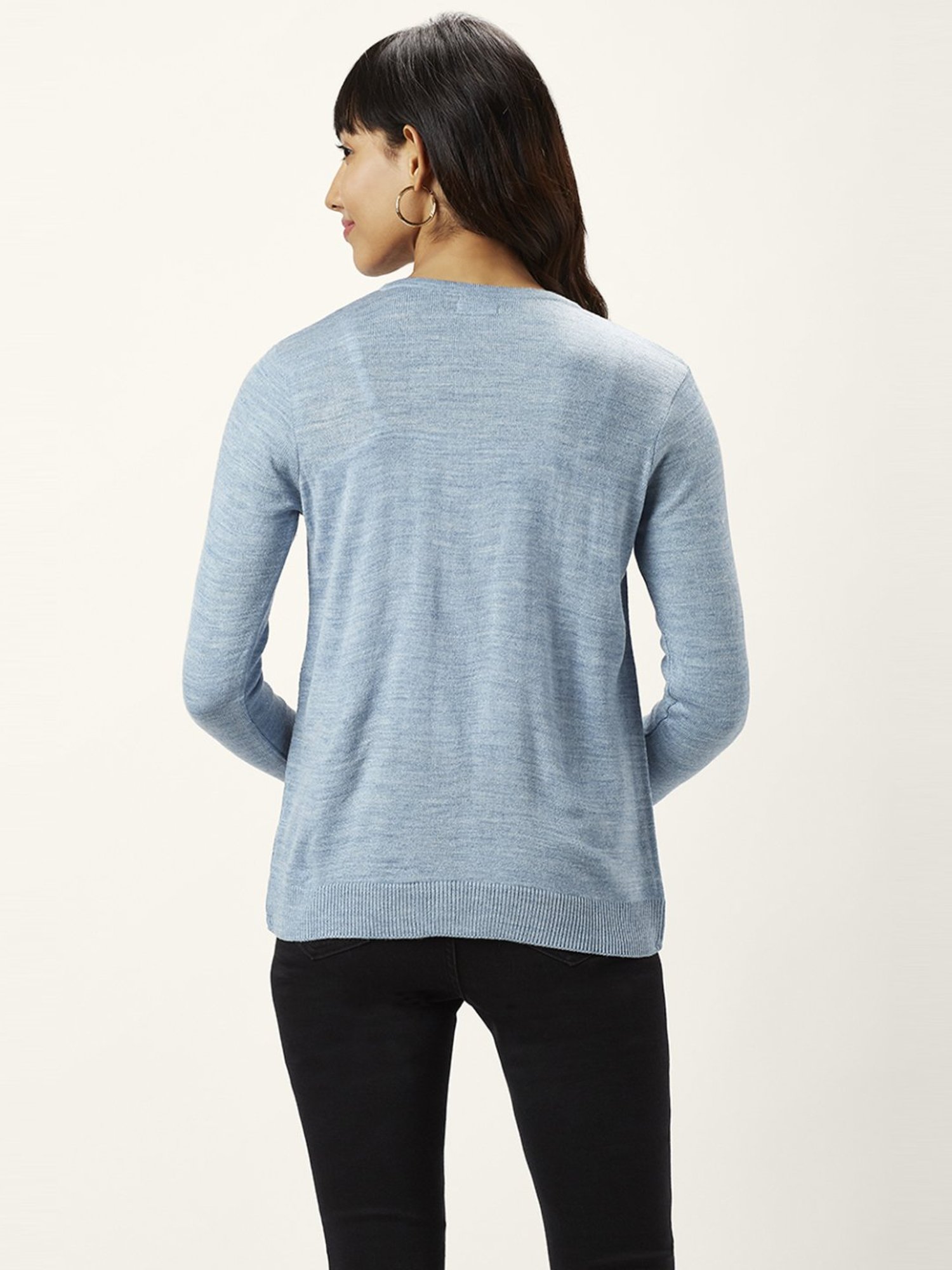 Honey by Pantaloons Blue Self Pattern Cardigan