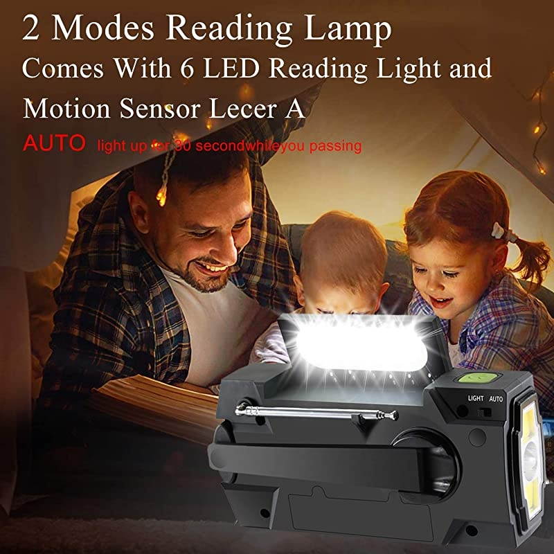 Newest EmergencyHandCrankRadio4000mAh Portable Weather Solar Radios with Motion Sensor Reading Lamp3 Gear LED FlashlightSOS AlarmCell Phone ChargerAMFMNOAA Green