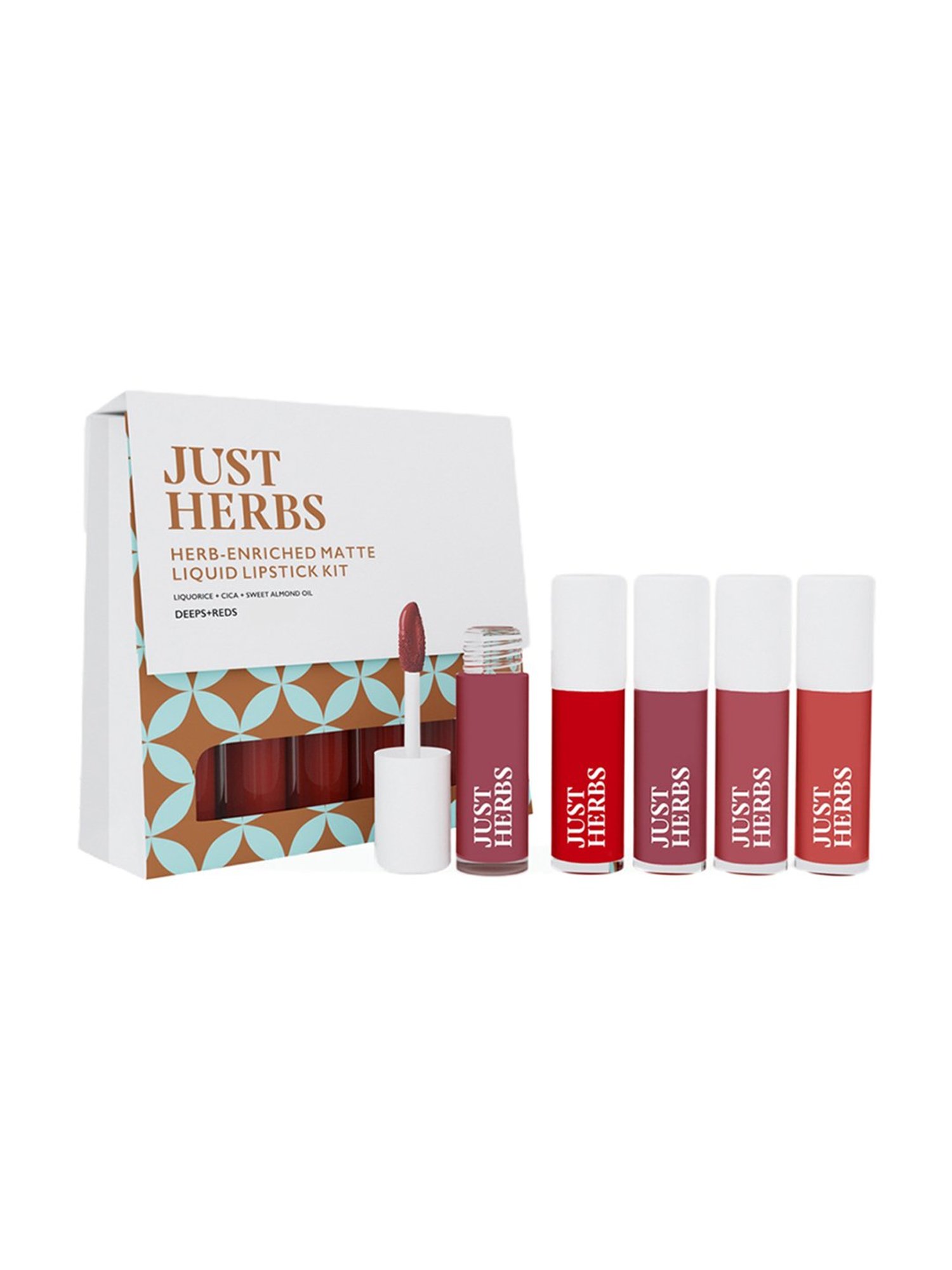 JUST HERBS Herb-Enriched Matte Liquid Lipstick Kit - Deeps + Reds