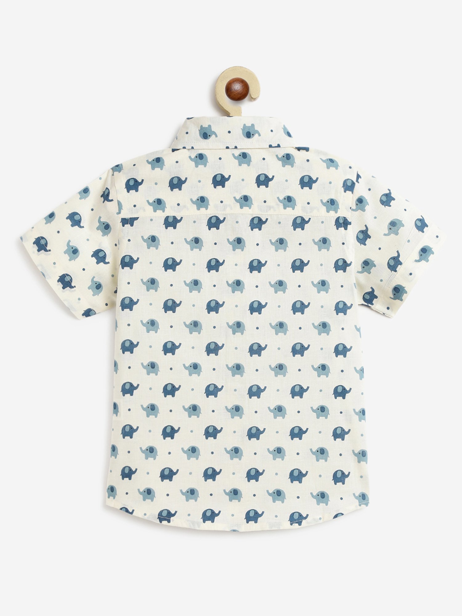 Campana Kids White & Blue Printed Shirt