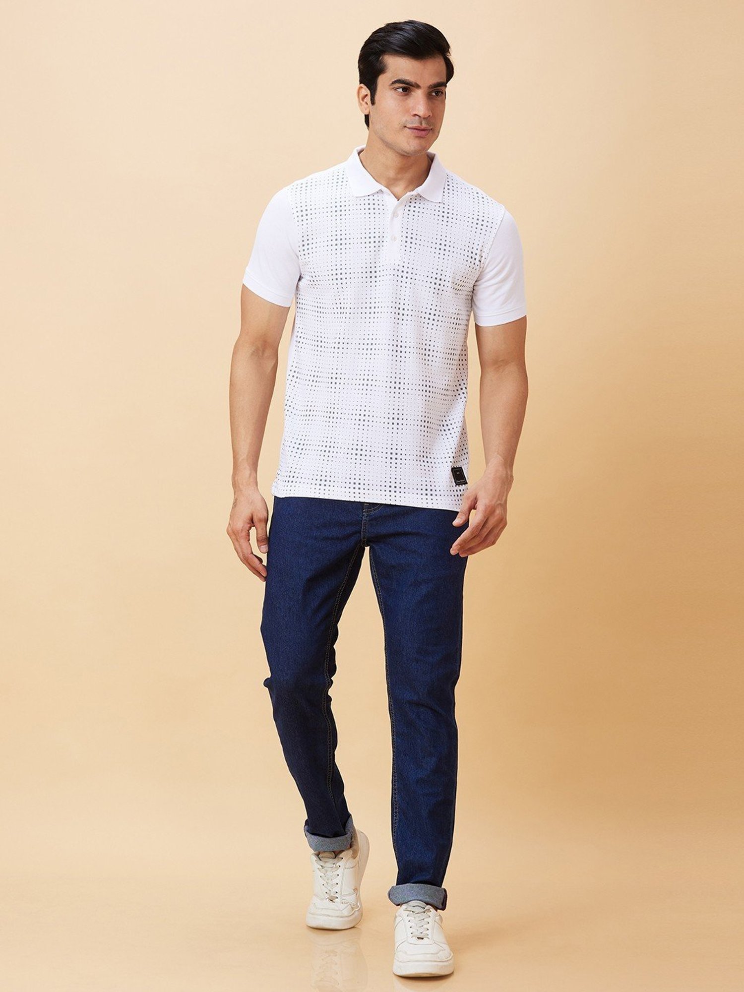 Being Human White Regular Fit Printed Polo T-Shirt