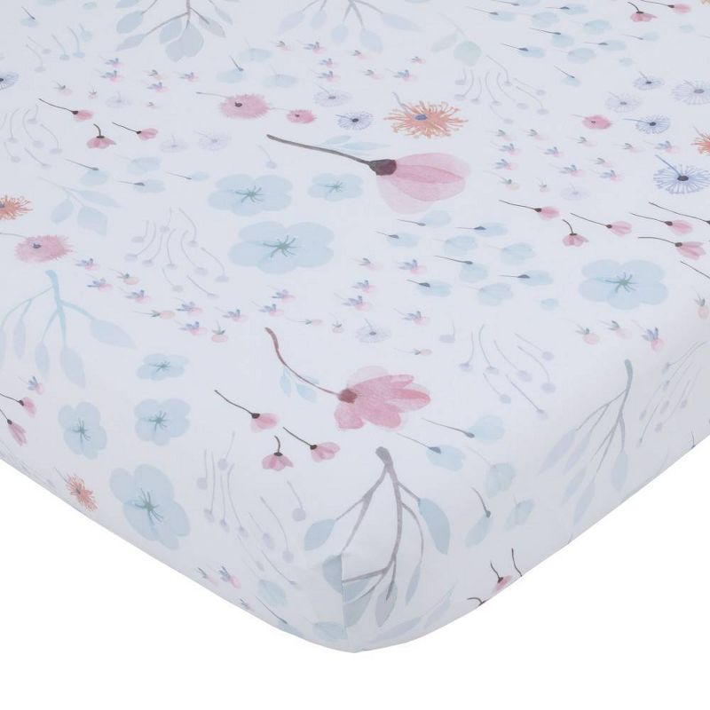 NoJo Lovely Watercolor Floral Crib Bedding Set - Pink/Aqua/Gray 8pc