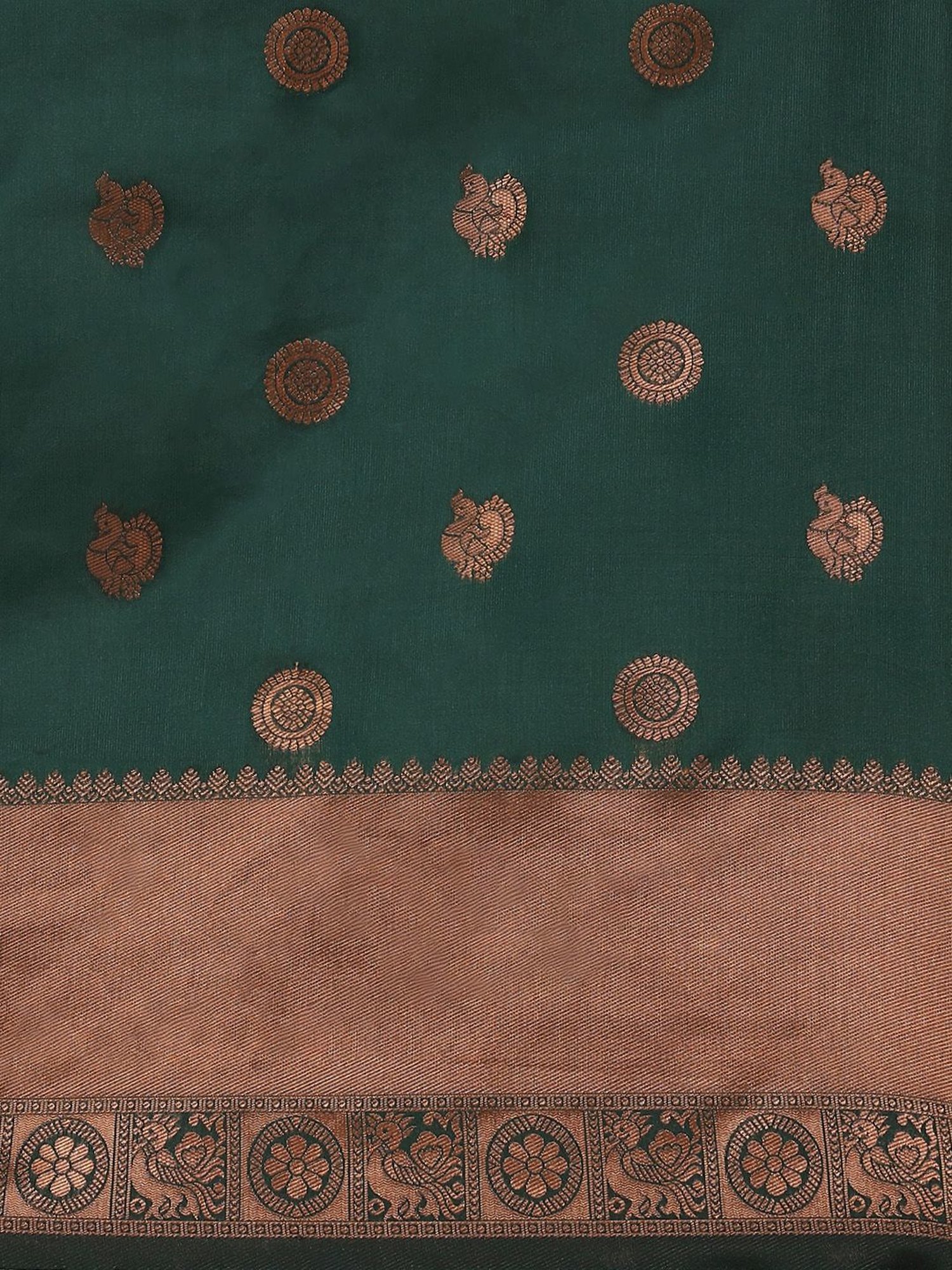 KSUT Green Silk Woven Saree With Unstitched Blouse