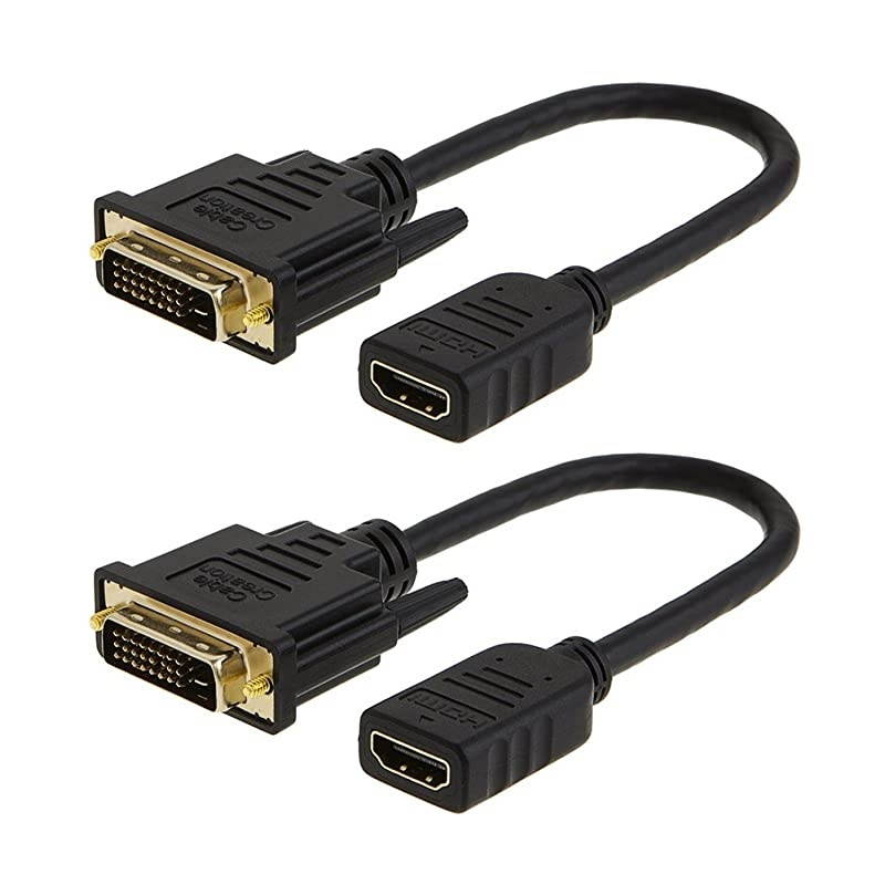 to DVI Cable CableCreation 2Pack 05 Feet BiDirection Female to DVI24+1 Male Adapter Support 1080P Full HD 3D for Raspberry Pi Roku Xbox One 015M Black