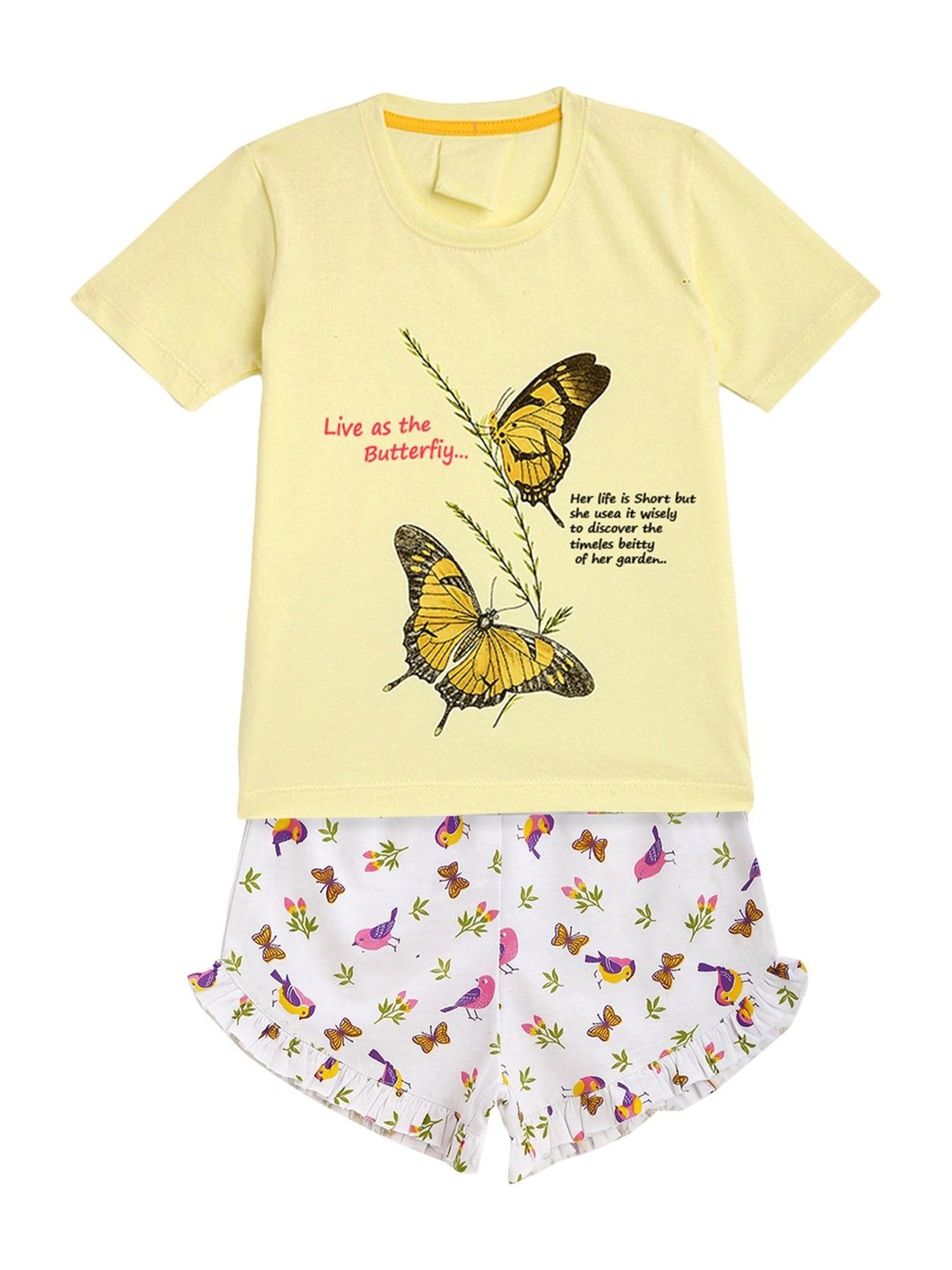 Kids Craft Yellow Cotton Printed T-Shirt & Shorts