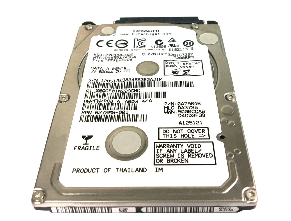 Hitachi Travelstar Z7K320 HTS723232A7A364 320GB 7200 RPM 16MB Cache SATA 3.0Gb/s 2.5" Internal Notebook Hard Drive - w/1 Year Warranty