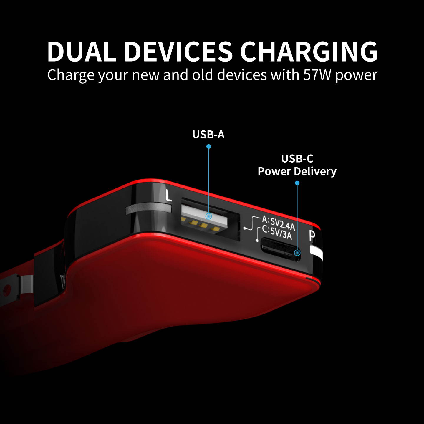 VogDUO Deluxe Charger Kit, 10000mAh Power Delivery Power Bank, 57W PD Car Charger, USB-C to USB-C cables, Premium zipper case, compatible with iPhone series, Samsung Galaxy, iPad, MacbBook, Rose Gold