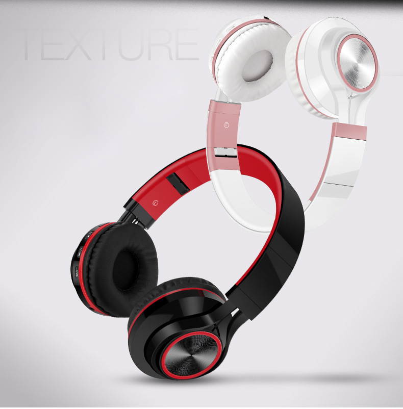 Headphones Telescopic FM Radio Function High Definition Noise Isolation Headsets for Laptop, Mac, iPhone and Most Android Phones Red and Rose Gold RJ-560-R