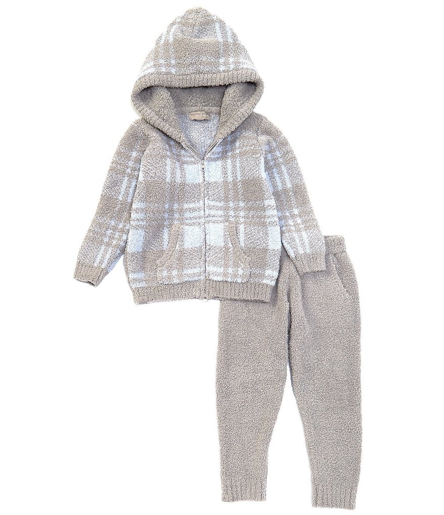 Barefoot Dreams Toddler 2-5 Cozy Chic Toddler Plaid Zip Front Hoodie & Lounge Pant Set