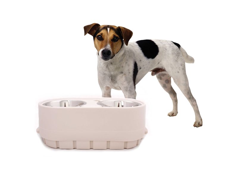 Pet Zone Store-N-Feed Pet Feeder Cat/Dog Bowl -  White - 15lbs