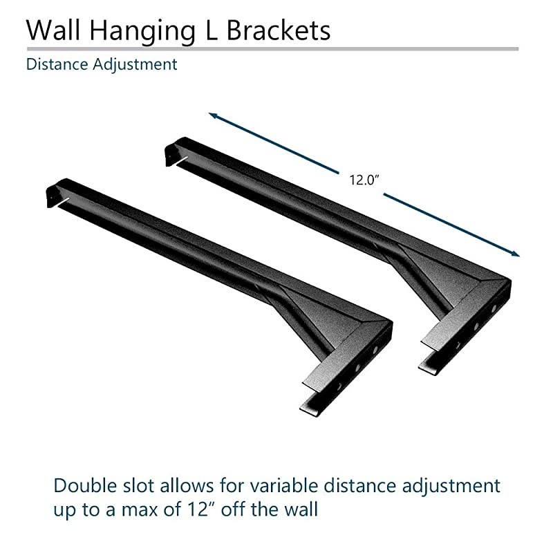 12quot Black Universal Projector Screen LBrackets Reinforced Single Metal Welded Construction Wall or Ceiling Mount Includes Hooks and Hardware Model ZVMAXLB12B