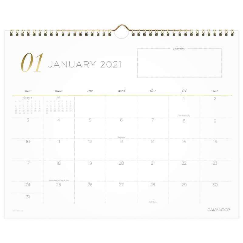 2021 Wall Calendar Work Style Medium - Cambridge